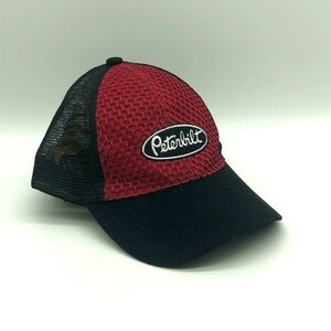 Peterbilt Hat Adjustable Snapback 2 Tone Black Red Mesh Trucker Cap